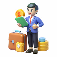 Obraz premium Travel Finance Manager Budgeting Trip Expenses Financial Documents Desk Plain Background