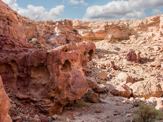 Indescribable  splendor of mountains in Red Canyon Nature Reserve near Eilat city in the southern...