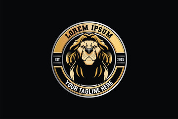 Lion head cartoon vector logo image template