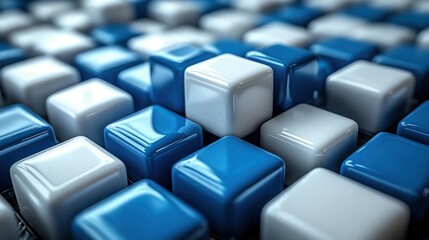 white and blue cubes 3d rende