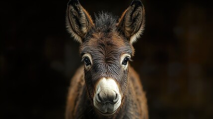Fototapeta premium Adorable Donkey Portrait: A Close-Up of a Young Donkey