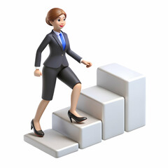 Close-Up of Businesswoman's Shoes Stepping Up Stairs Symbolizing Growth, Empowerment, and Leadership in Corporate World