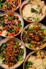 Photo of food, composition of several cold dishes, salads
