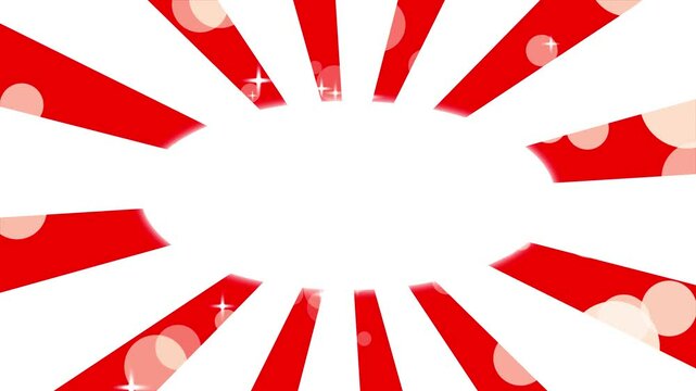 回転する紅白の集中線と光のフレームアニメーション