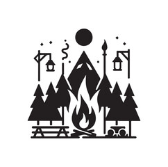 campfire silhouette vector illustration
