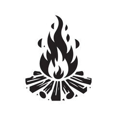 campfire silhouette vector illustration