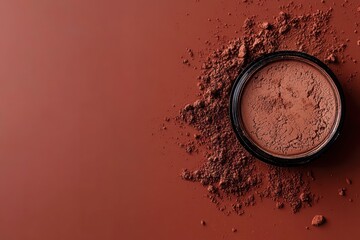 Make up eye shadows top view copy space minimalism terracotta color