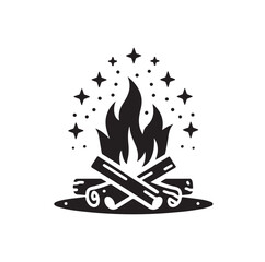 campfire silhouette vector illustration