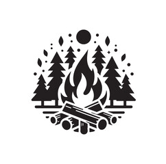 campfire silhouette vector illustration
