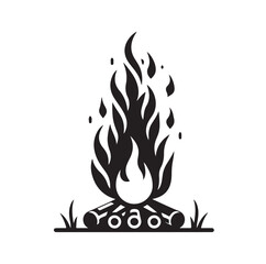 campfire silhouette vector illustration