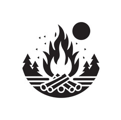 campfire silhouette vector illustration
