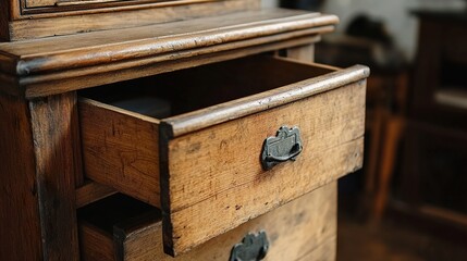 Antique Wooden Chest of Drawers: Rustic Charm and Vintage Detail