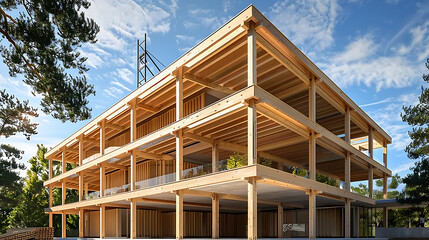 Naklejka premium Mass timber construction in Europe