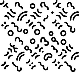 Black and white wavy organic rounded shapes seamless pattern. Organic irregular circular vector lines or fingerprint pattern. Seamless black and white chaotic vector design in Memphis style