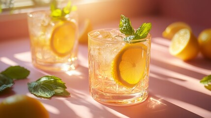 Refreshing summer lemonade with mint