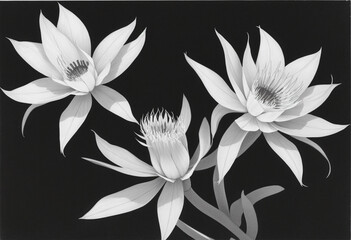 Obraz premium Drawing of night blooming cereus