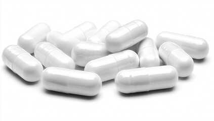 White Capsules Medicine Pills Pharmacy Healthcare Supplement Drugs Tablets Medication Treatment