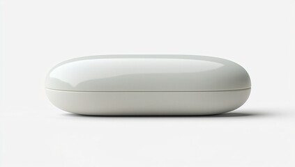 Smooth White Capsule Case Oval Storage Container Blank Mockup