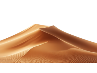 Sand dunes in the desert, isolated on a transparent background, showcasing their smooth curves and natural texture, perfect for nature, landscape, or travel-themed designs.