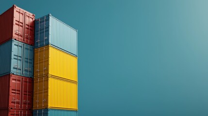 Fototapeta premium a stack of coulorful shipping containers arranged neatly