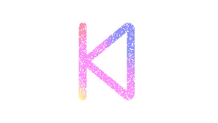 Icon step backward is made up of LED square shapes. There are bright diodes and there are black dead diodes