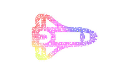 Icon space shuttle is made up of LED square shapes. There are bright diodes and there are black dead diodes