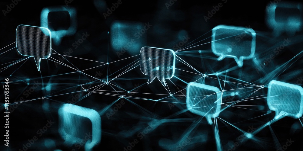 Wall mural an illustration of effective communication using speech bubbles and connection lines.