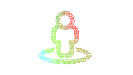 Icon street view is made up of LED square shapes. There are bright diodes and there are black dead diodes