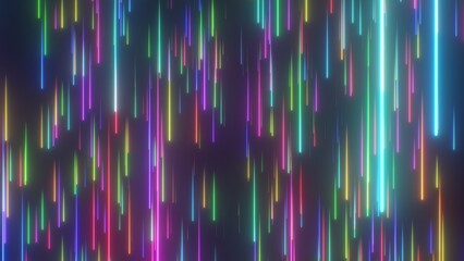 Vibrant Colorful Glow Neon Rain Radiant Space Light Streaks Falling - Abstract Background Texture