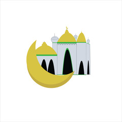Islamic mosque building flat design illustration
