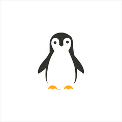 Cute cartoon penguin on a white background. Vector illustration.