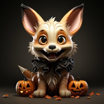 recommend clip art: Halloween themed 3D cartoon Corgi By Generated AI