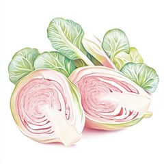 Obraz premium Fresh cabbage with vibrant leaves, perfect for healthy meals.