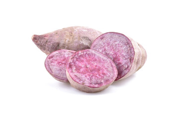 Obraz premium Purple Sweet Potatoes on white background