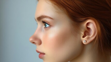 Close-up portrait of a beautiful redhead woman