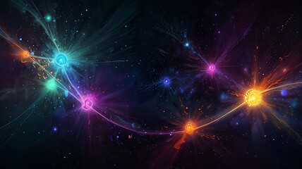 Obraz premium Arcane abstract background with glowing mystical runes and a blend of deep purple and golden hues