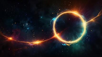 Obraz premium High-energy antimatter abstract design with dynamic light effects and contrasting shadows in a cosmic palette