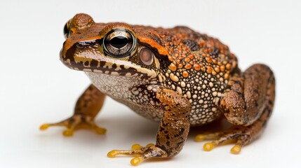 Fototapeta premium Vibrant Orange and Brown Frog Closeup Studio Shot