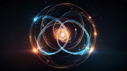 Fototapeta premium Mystical arcane design featuring glowing overlapping circles with intricate details and a soft ethereal glow