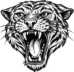 Roaring Puma Silhouette Vector Illustration