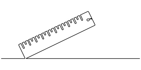 Vector illustration of ruler isolated on white background for kids coloring activity worksheet/workbook, ruler line icon. one line continuous style. sketch, unique, line art concept. used for icon. 