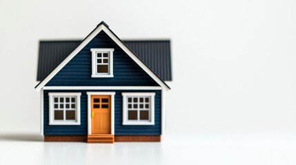 Charming Blue Model House on White Background