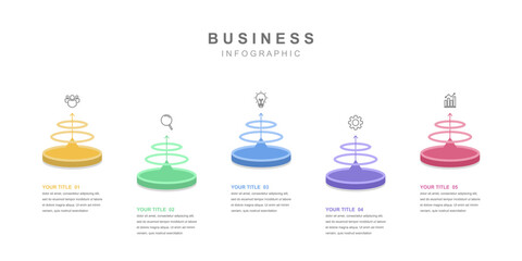 Timeline infographic template, business concept with 5 options simple design, workflow layout, colorful, icons, diagram, report, web design. Creative, vector