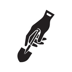 hand holding a shovel silhouette vector illustration
