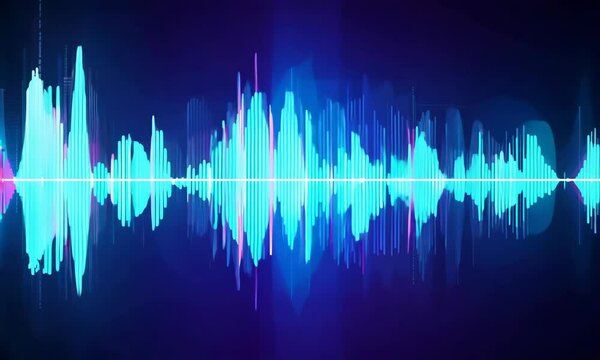 Abstract colorful audio or sound wave background illustration. Music frequency curve line, digital radio signal spectrum, voice equalizer effect, volume waveform element