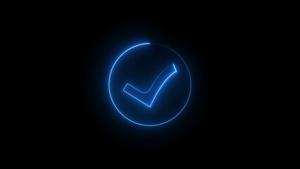 Search by image or Neon check mark symbol. Success mark icon . Glowing sign logo vector