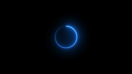 Blue neon light animated glowing border. Stylish neon frame. Circle shape frame blue color glowing...