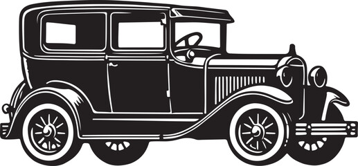 Classic vintage retro car silhouette vector, Car vector illustration