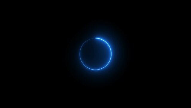Blue neon light animated glowing border. Stylish neon frame. Circle shape frame blue color glowing .  Bright neon light effect circle frame Loop background 4K - Powered by Adobe