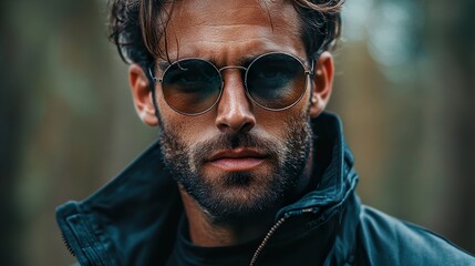 Obraz premium Portrait of a Man with Sunglasses and Beard